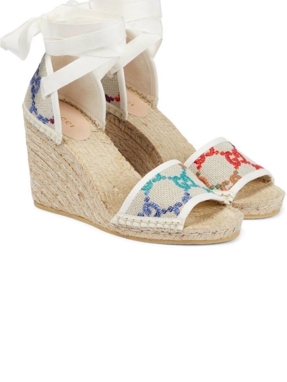 Gucci multi colored wedge espadrilles